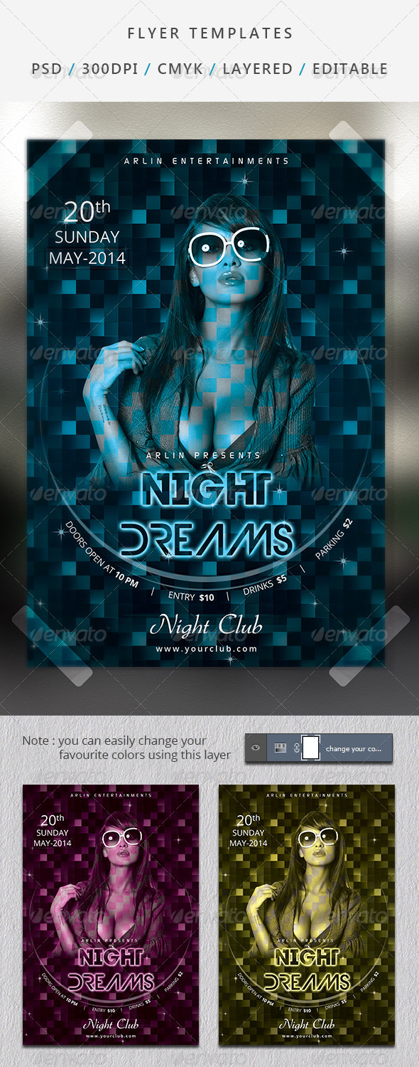 Night Dreams Party Flyer - Clubs & Parties Events