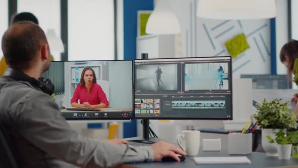 Videographer in Web Online Conference with Project Manager alt