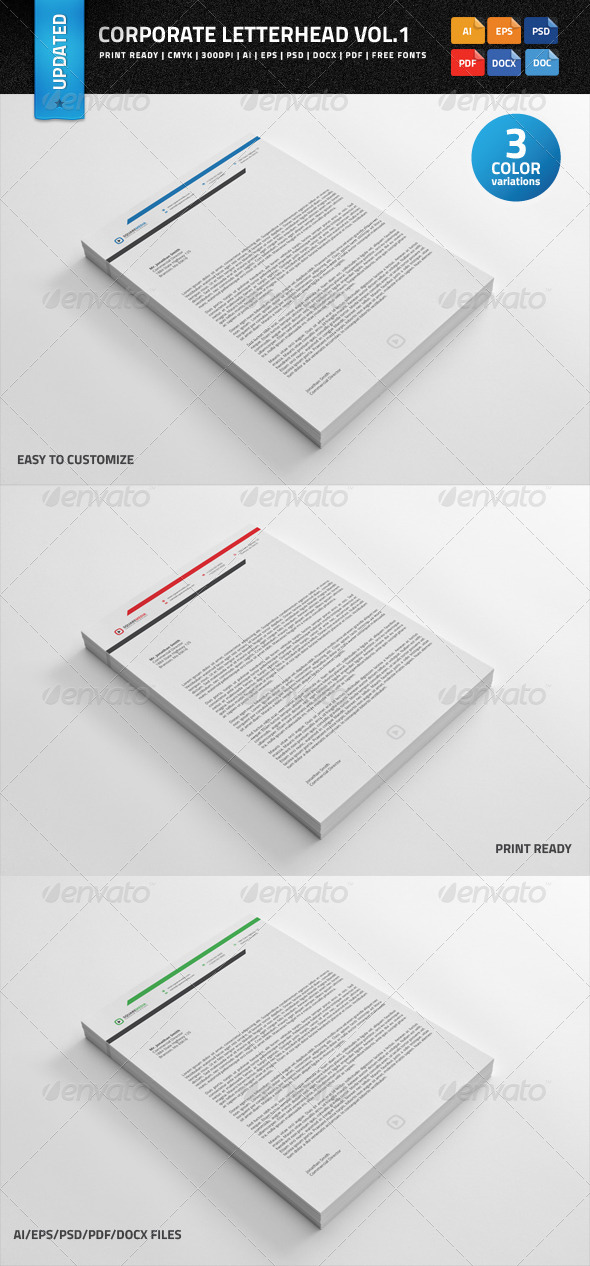 Corporate Letterhead vol.1 with MS Word Doc - Stationery Print Templates