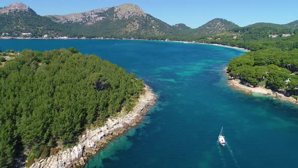 Flight Over Beautiful Seashore at Mallorca