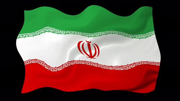 Iran Flag Wave Motion Black Background