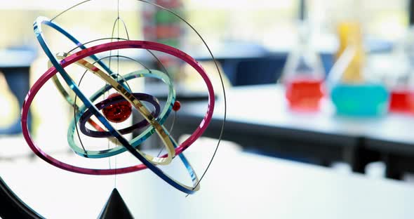 Close-up of orrery in laboratory alt