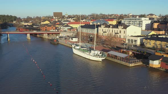 Awesome Aerial Shot of the Porvoo River and the Surrounding Area in Finland alt