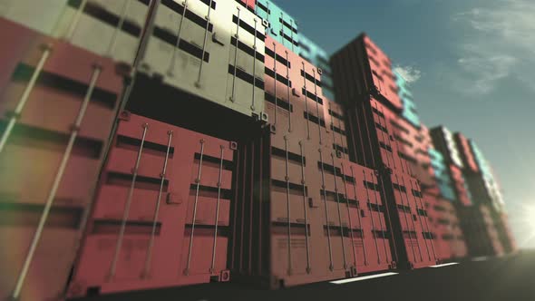 Cargo Containers in the Pier on a Cloudy Day