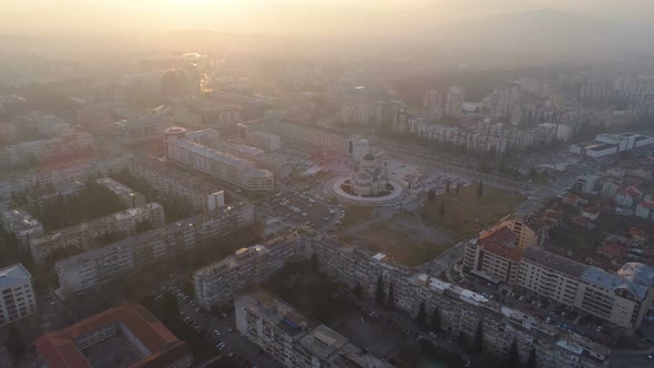 Aerial View of Podgorica City During Sunset
