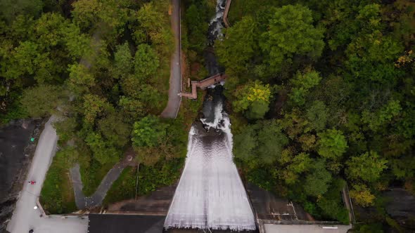 Top View Of The Famous Sigmund Thun Klamm Waterfall In Kaprun, Austria. wide shot alt