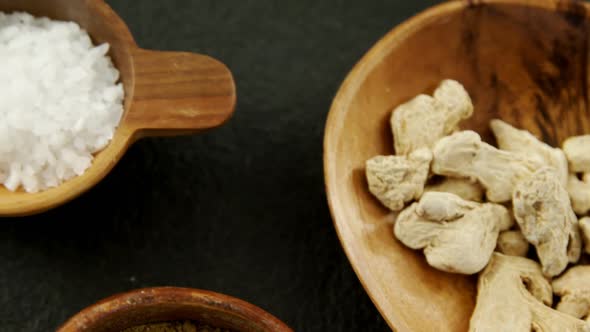 Various spices on concrete background 4k alt