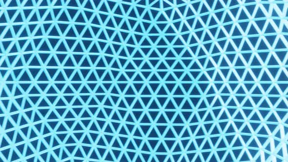 Seamless looping abstract triangle pattern glowing light blue network background