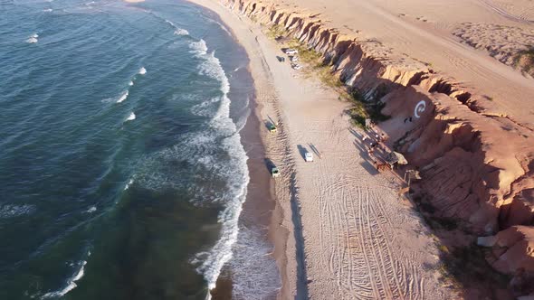 Tropical tourism landmark. Summer travel. Canoa Quebrada Beach at Brazil alt