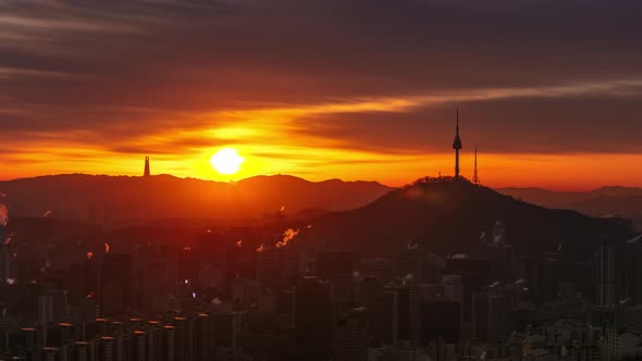 Sunrise of Seoul City South Korea