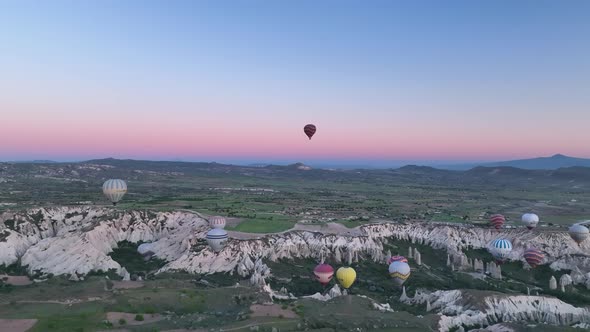 Awesome aerial view of Goreme Historical National Park in Cappadocia alt