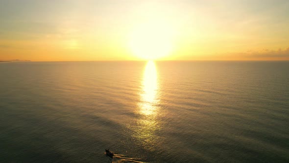 4K Aerial view of drone move on beautiful sea alt