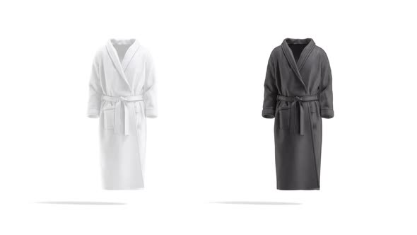 Blank black and white hotel bathrobe, looped rotation alt