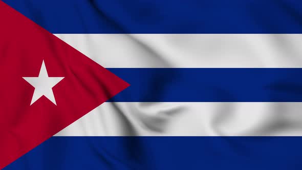 Cuba flag seamless closeup waving animation