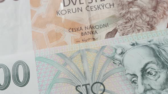 National Czech Republic koruna currency  shallow DOF 4K 2160p 30fps UltraHD tilting footage - Slow t alt