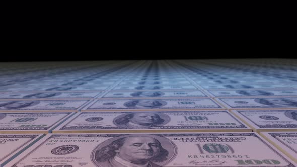 USD dollar money currency printing seamless loop animation background