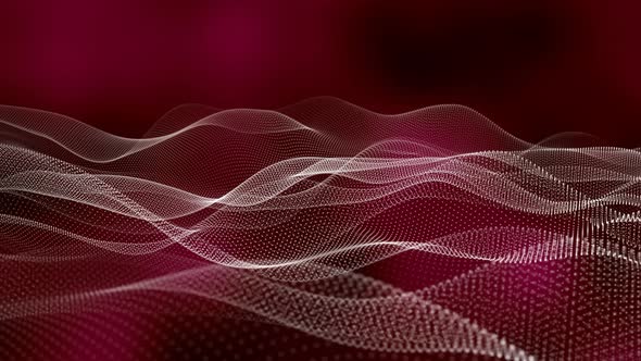 Background Red Color Digital Particle Line Wave Animated alt