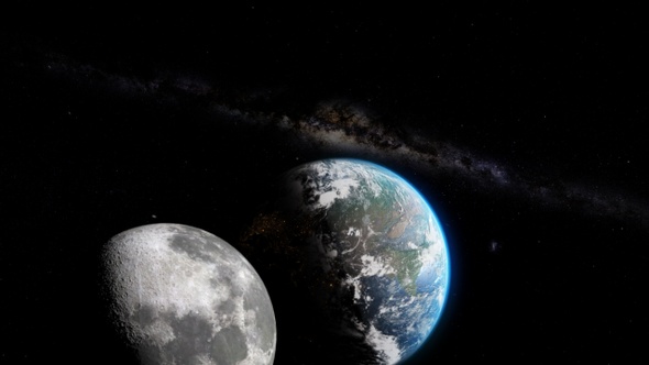 Earth and Moon In Space