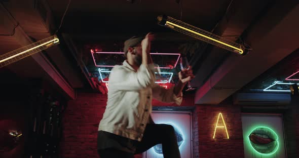 Attractive Men with a Beard Dancing and with a alt