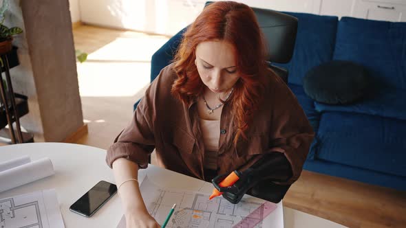 Top View of a Disabled Woman Working Remotely alt