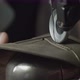 Tailor Works on Sewing Machine in Private Leather Craftshop Making Shoes in Process - VideoHive Item for Sale