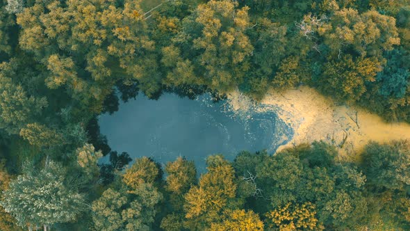 Top View of a Mysterious Scary Lake, a Strange Place with Unusual Energy