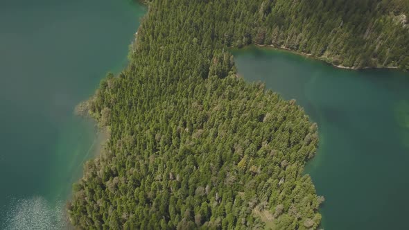 Aerial Footage of the Black Lake in National Park Durmitor