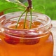 Two Large Cherries on the Twig with Leaves are Dipped Into Fresh Honey in a Jar - VideoHive Item for Sale
