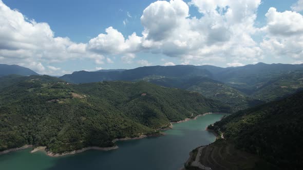 Aerial Lake and White Clouds alt