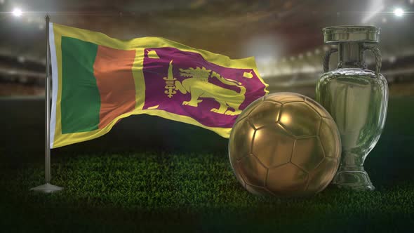 Sri Lanka Flag With Football And Cup Background Loop 4K alt