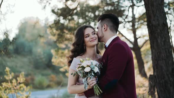 Portrait of Happy Wedding Love Story of Beautiful Young Couple alt