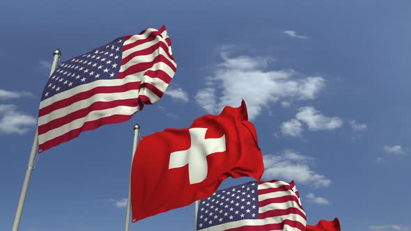 Many Flags of Switzerland and the USA alt
