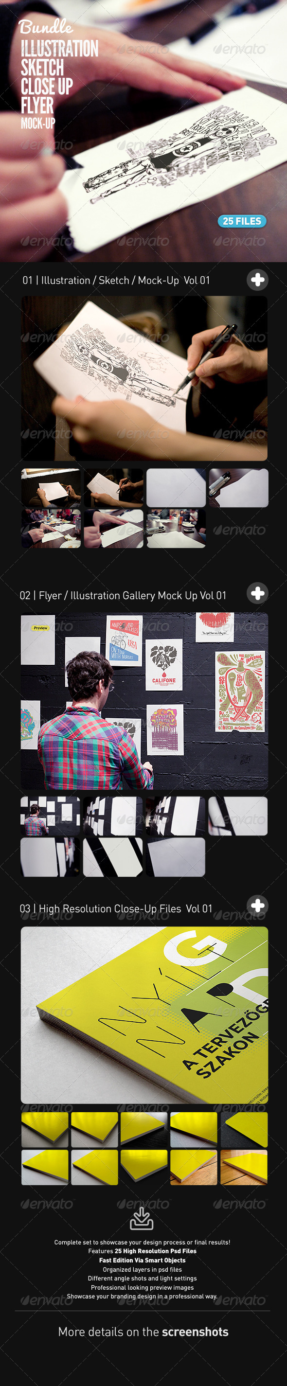 Illustration Sketch Close-Up Logo Mock-Up Bundle - Print Product Mock-Ups