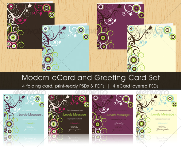Modern eCard and Greeting Card Set - Miscellaneous Print