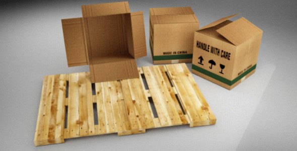Boxes and Pallet - 3Docean 7668414