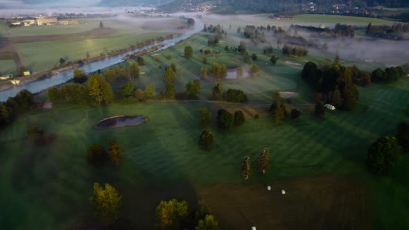 Drone Over Ethereal Misty Landscape Of Zell Am See alt