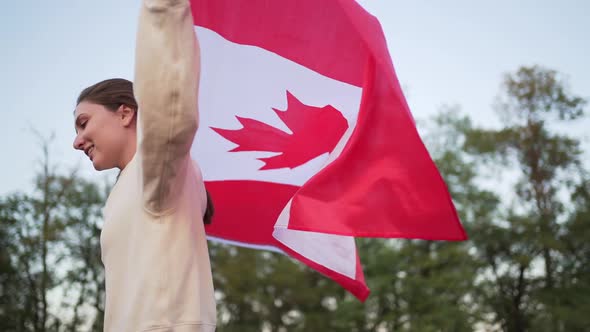 Canadian Patriot. Woman Celebrates National Independence Day