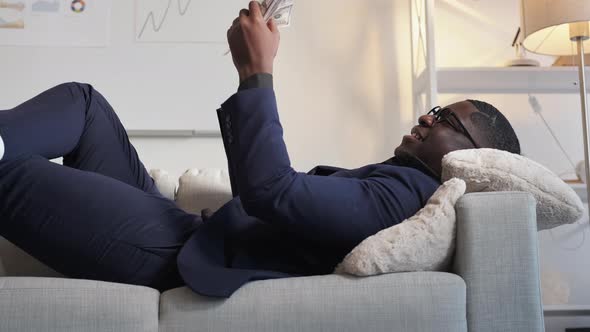 Money Earn Profitable Investment Joyful Man Dollar alt