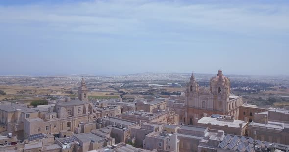 Aerial view of Mdina, a fortified silent city in Malta alt