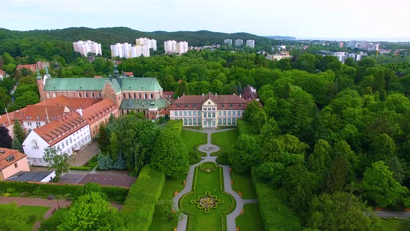 Aerial view of the Oliwa park in Sopot, Poland alt