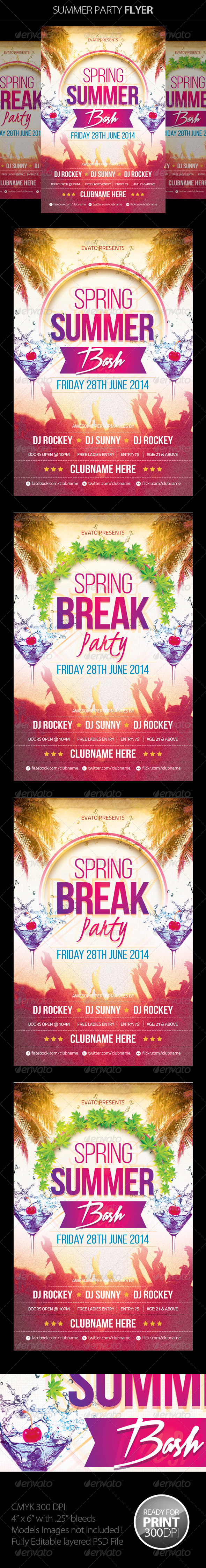 Summer / Spring Party Flyer - Clubs & Parties Events
