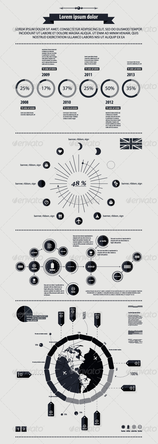 Elements of infographics with a map of America in - Infographics