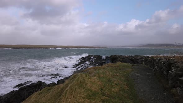 Crashing Ocean Waves in Portnoo During Storm Ciara in County Donegal - Ireland alt