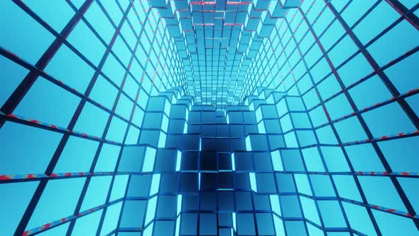 Vj Loop Background For Multicolored Bright Cubic Room In Motion 4K alt