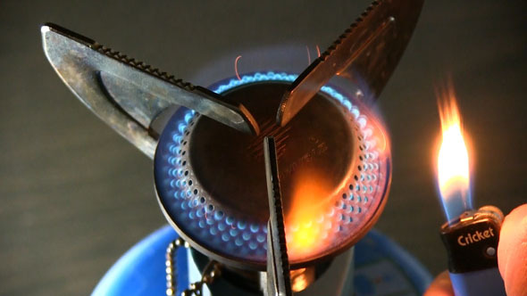 Gas Burner Flame Being Lit