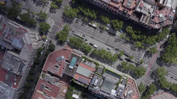 Barcelona City Aerial View of the CBD and Streets with Vehicles alt