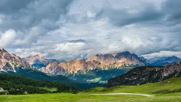 Clouds Timlapse above  Dolomites Alps Italy