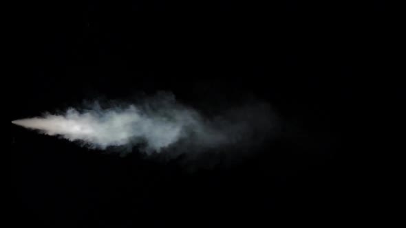 Stream of White Smoke on an Isolated Black Studio Background alt