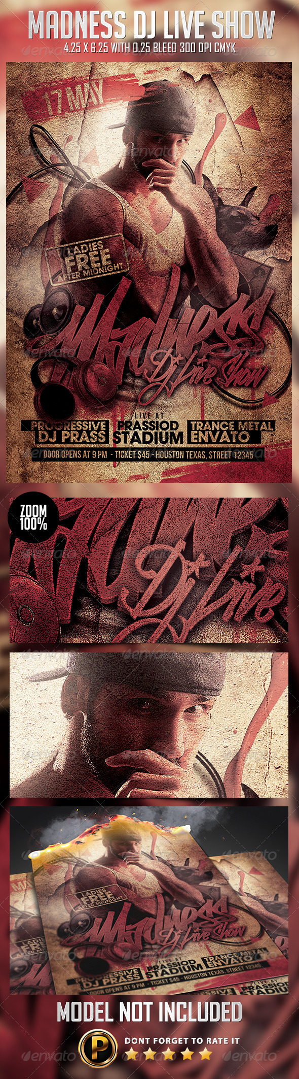 Madness Dj Live Show Flyer Template - Clubs & Parties Events