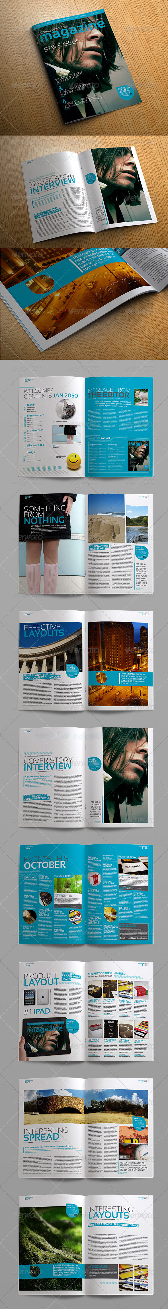 Stylish InDesign Magazine Template - Magazines Print Templates